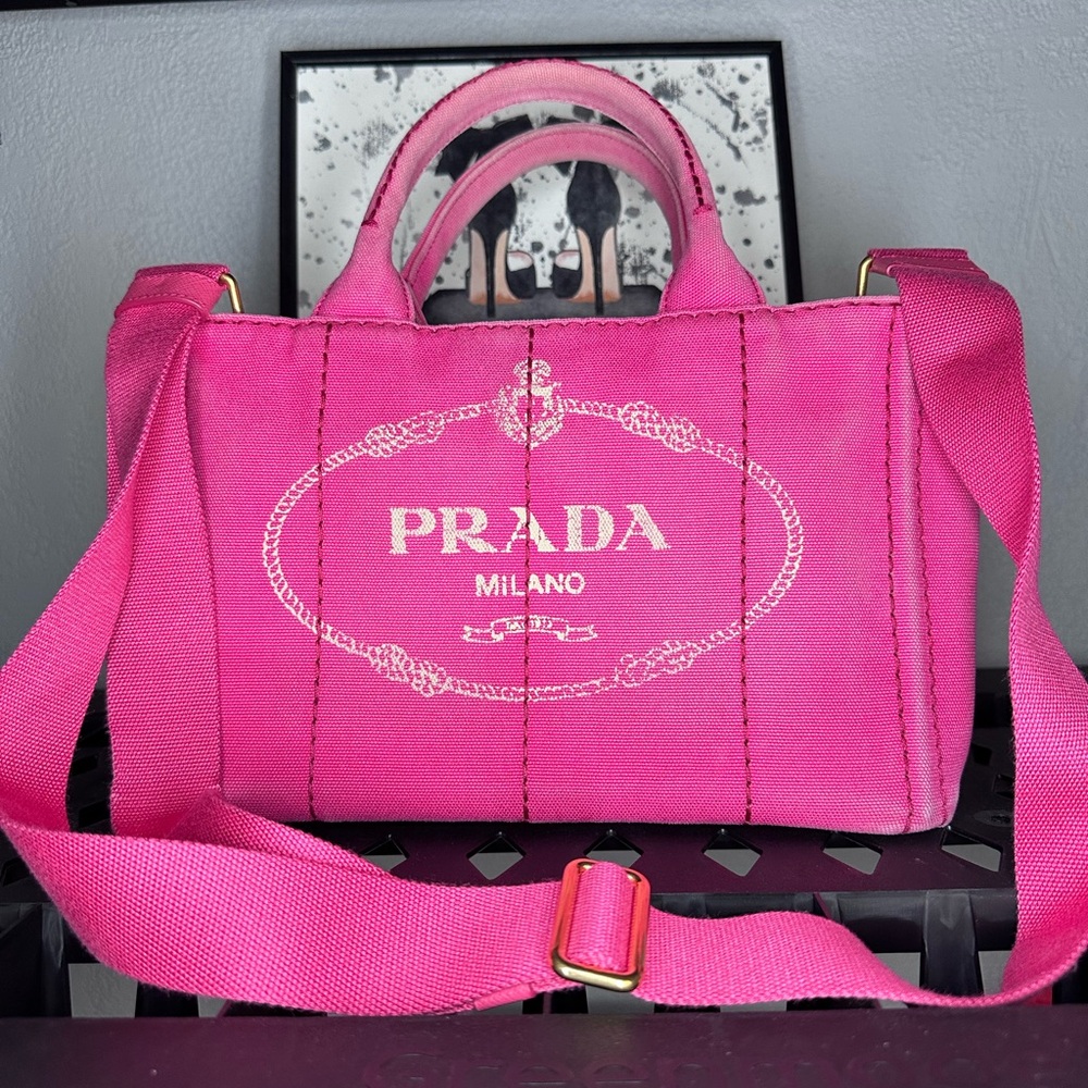 Prada Canapa tote pink with strap 💖